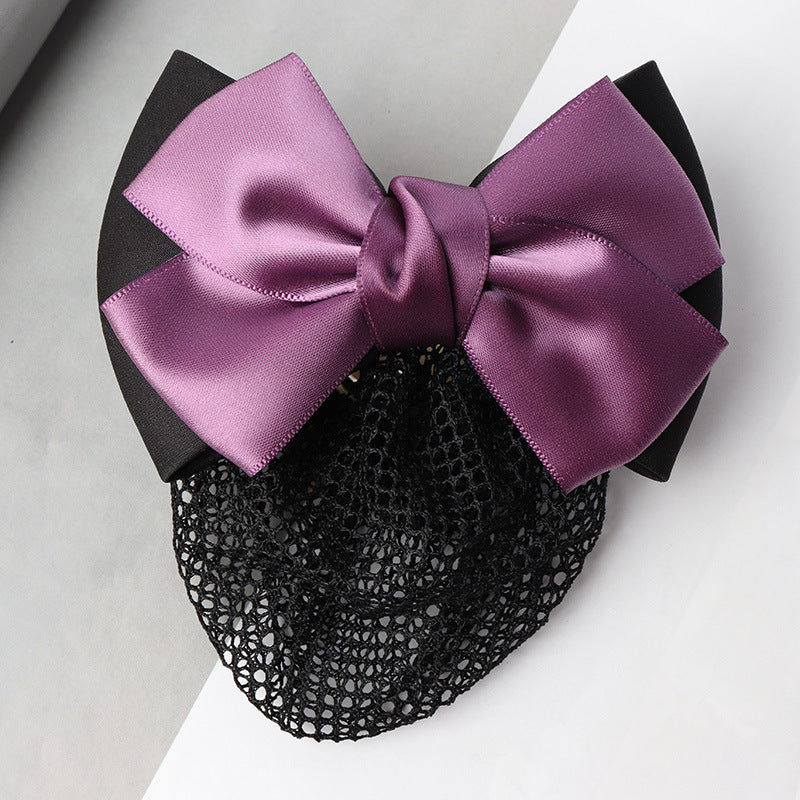 Professional Headdress Flower Bow Net Pocket Worker Work Plate Hair Clip Ornament