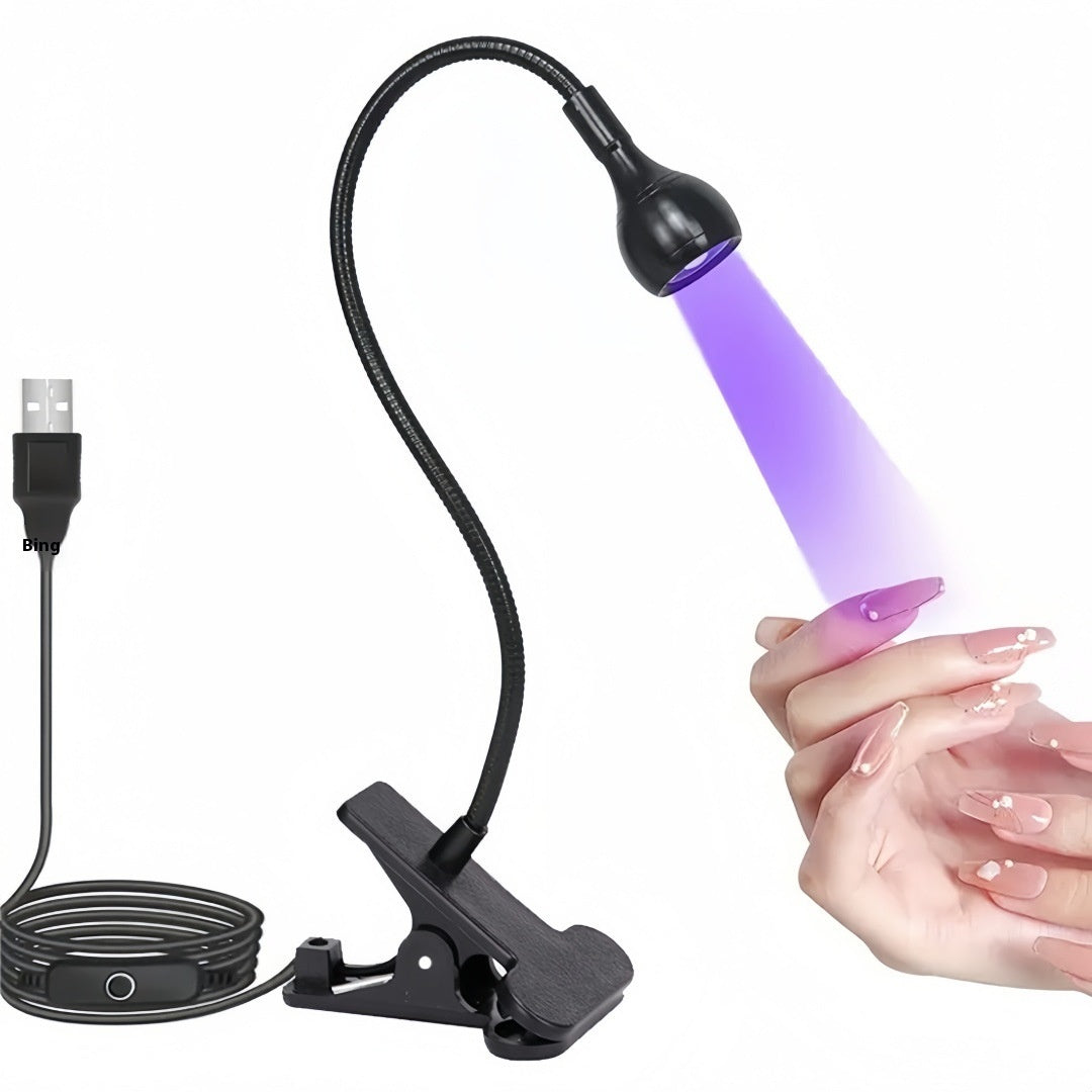 Goose Neck Nail Lamp USB Clip 395 Phototherapy Lamp Nail Polish UV Glue Curing Lamp Purple Light Lamp Nail Art Straight Lamp - EL CHEG