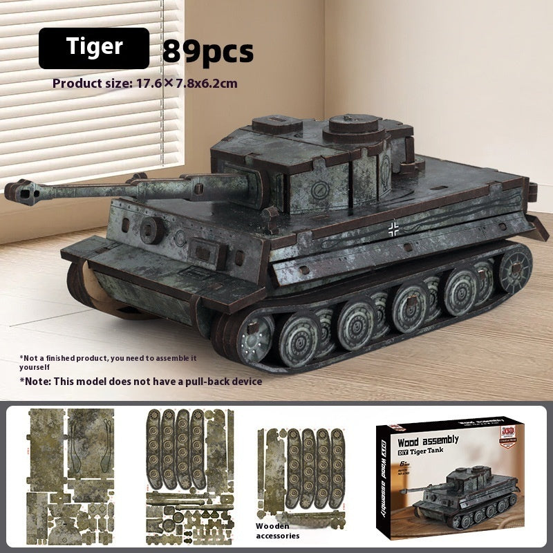 Wooden Assembled Toy Car Warrior Engineering Vehicle Fire Truck DIY Model.