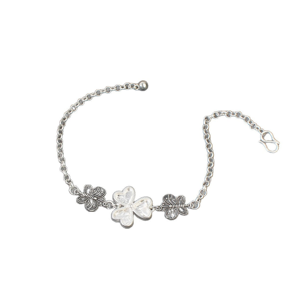Artificial Miao Silver Ethnic Style Eardrop Frame Diy Bracelet Clover