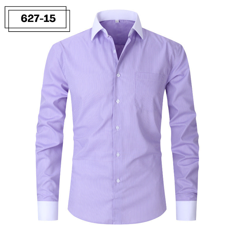 Plus Size Men's Casual American-style Long-sleeved Striped Shirt