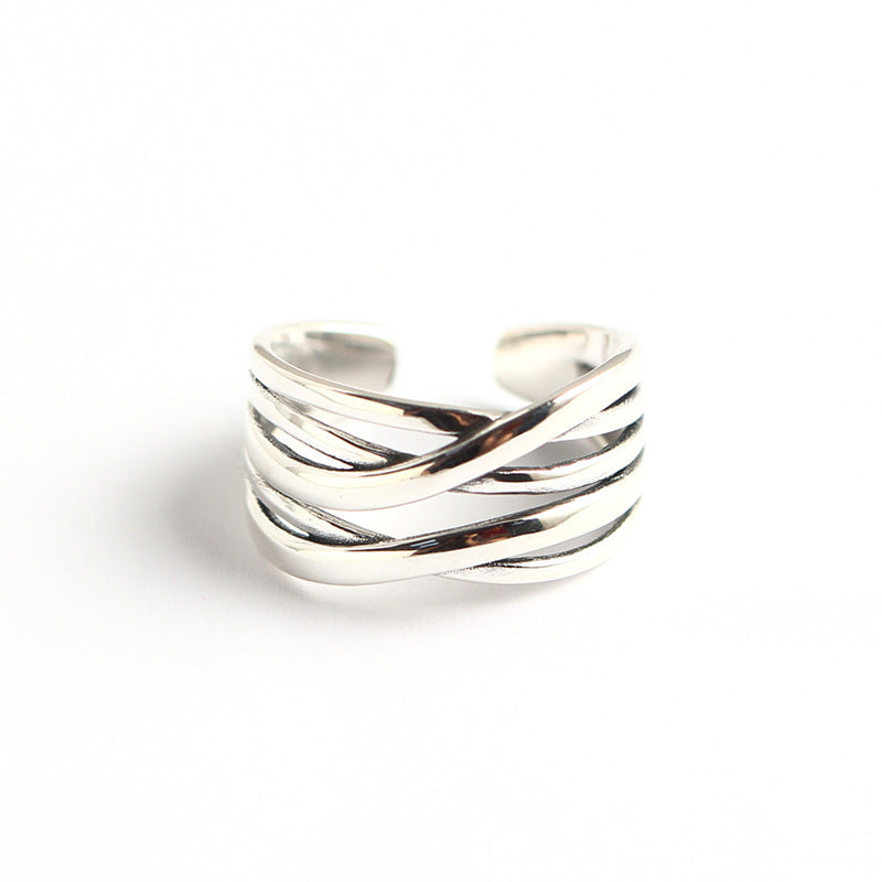 S925 Sterling Silver Vintage Weave Ring For Women