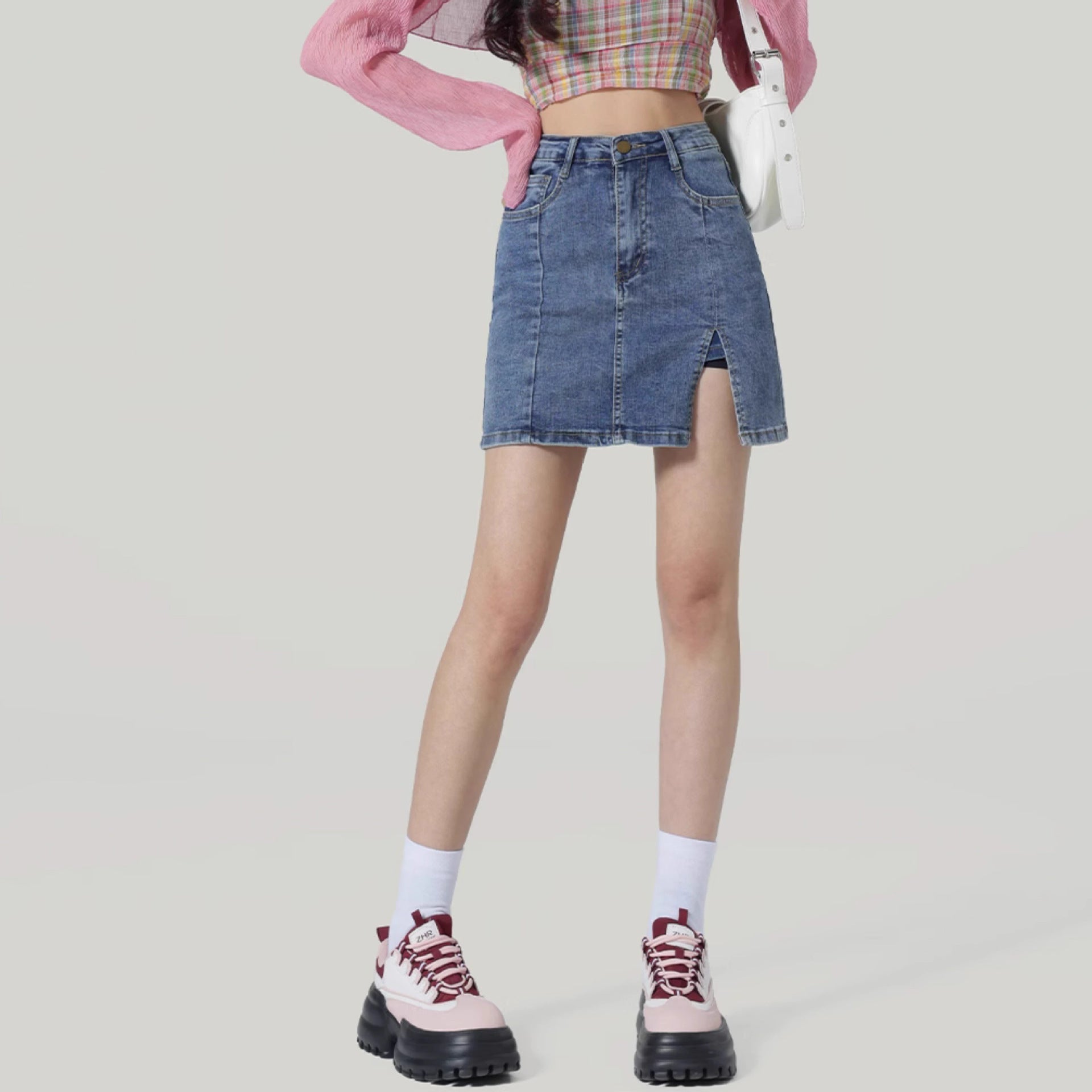 High Waist Denim Half-length Slim Slimming Hip Skirt