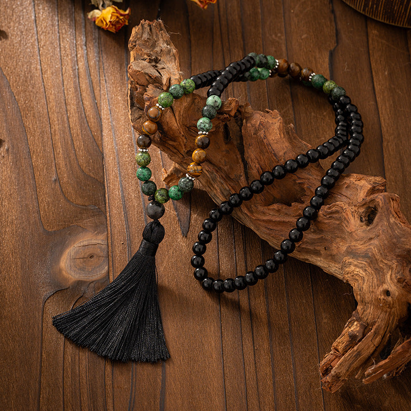 Vintage Tassel Bohemian Style Natural Stone Beaded Long Sweater Chain