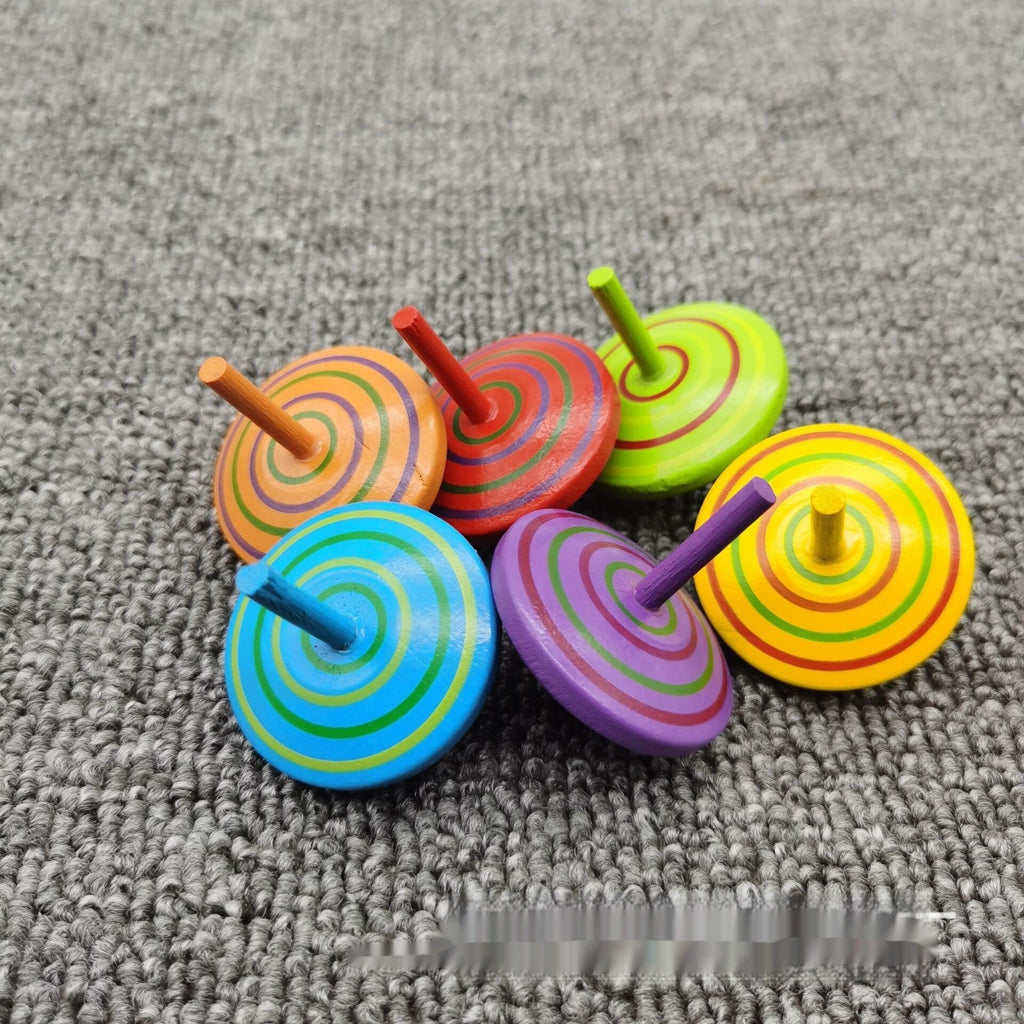 Desktop Decompression Rotating Wooden Toy Wooden Small Spinning Top.