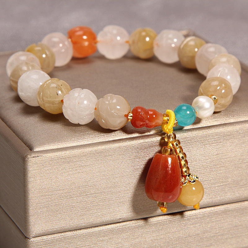 Yellow Agate Crystal Bracelet Female Gold Silk