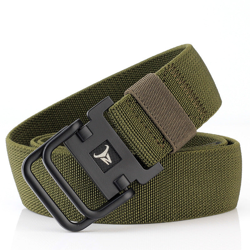 Double Ring Buckle Nylon Elastic Band Durable Canvas Belt