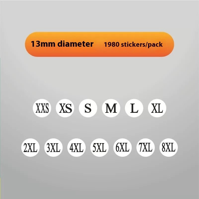 Clothes Size Sticker Digital Adhesive Sticker