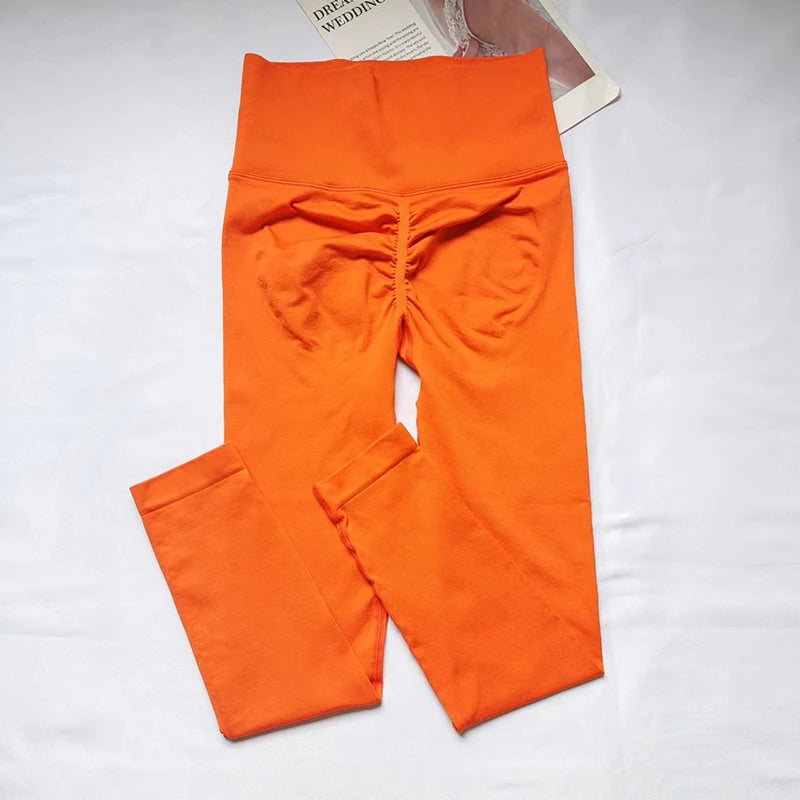 Seamless Sport Yoga High Waist Pants Leggings Sport See Through Yoga Gym Running Quick Dry Pants Scrunch Butt Pants - EL CHEG