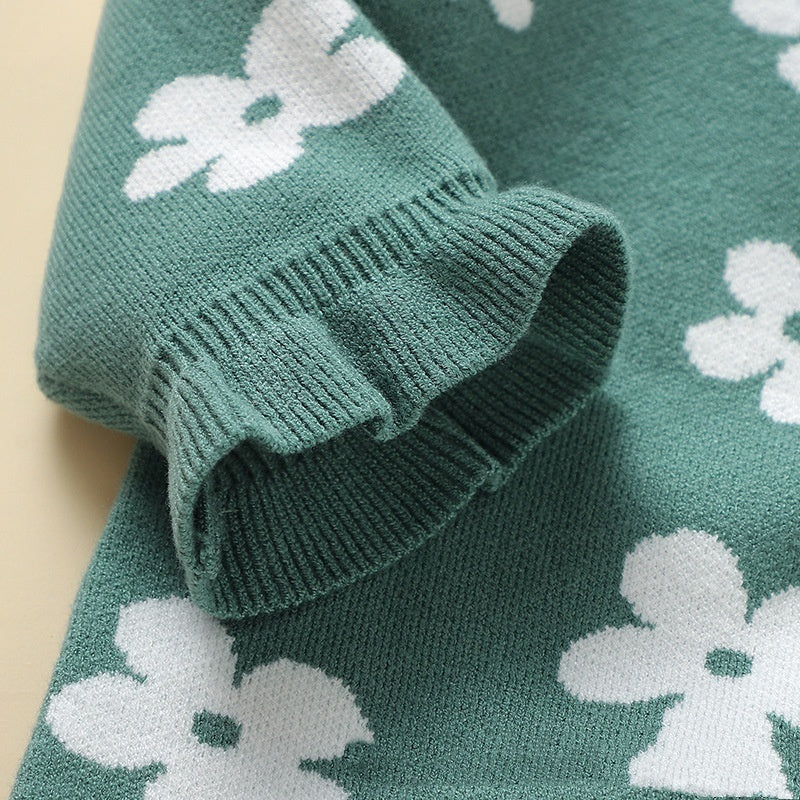 Baby Little Flower Knitted One-piece Rompers Jumpsuit