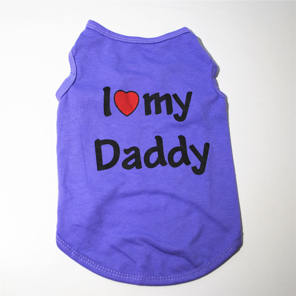 Pet Puppy Clothes Vest Classic Look Love Dad Love Mom