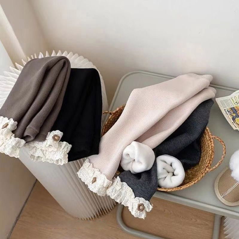 Girls' Velvet Padded Leggings All-matching Warm Pants