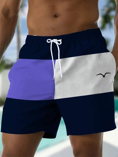 Printed Drawstring Waist Diagonal Pocket Casual Pants