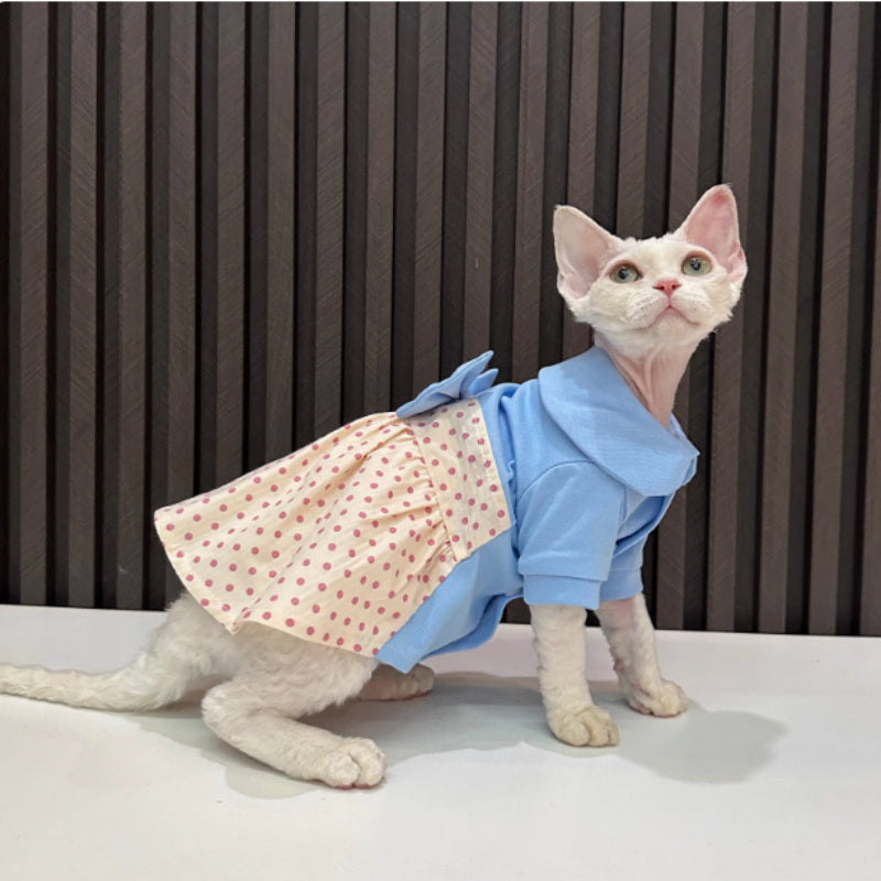Hairless Cat Polka Dot Bow Skirt
