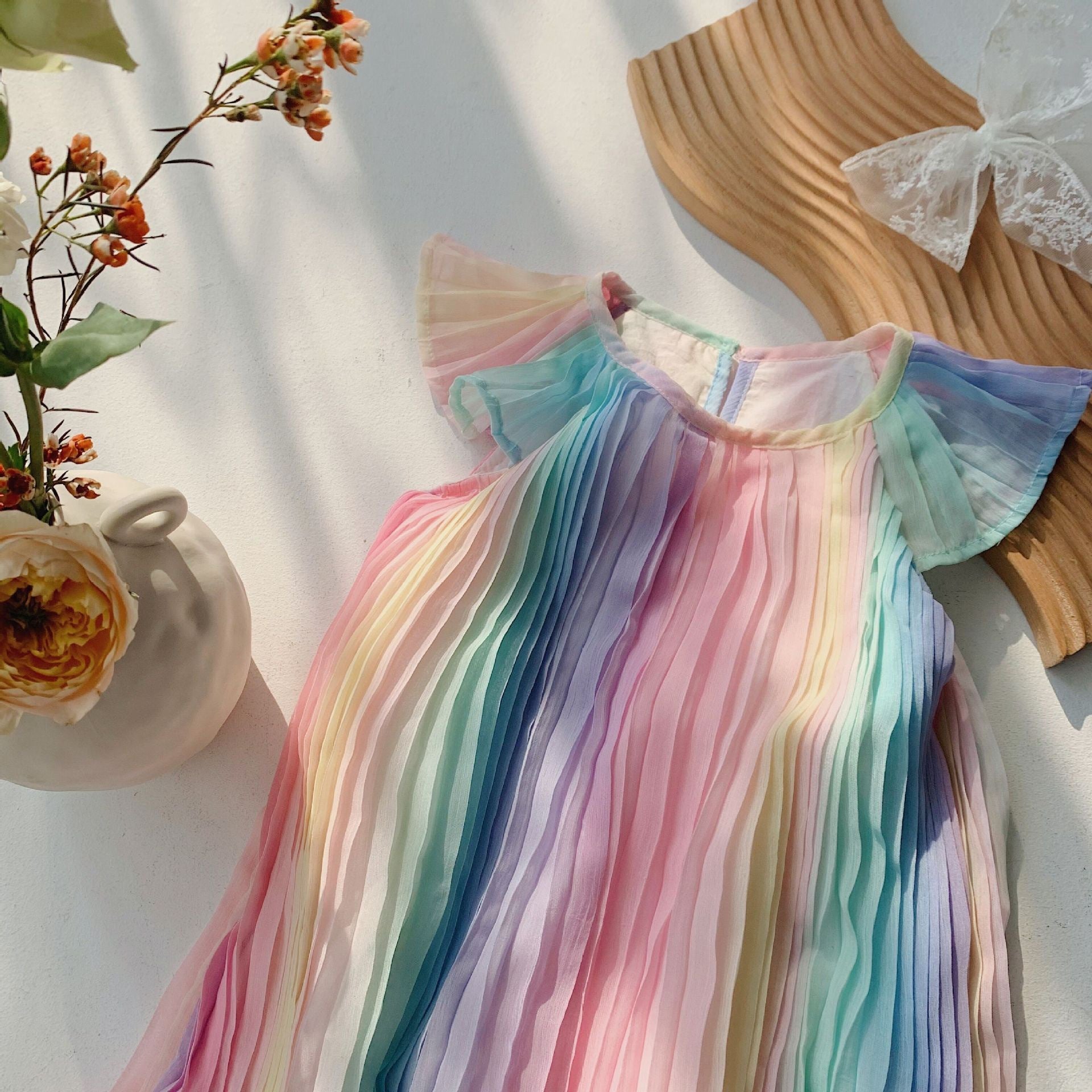 Summer Chiffon Pleated Dress Colorful Princess Skirt