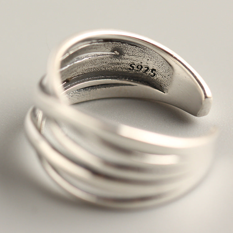 S925 Sterling Silver Vintage Weave Ring For Women