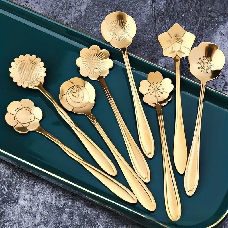 Stainless Steel Flower Japanese Coffee Dessert Rose Spoon