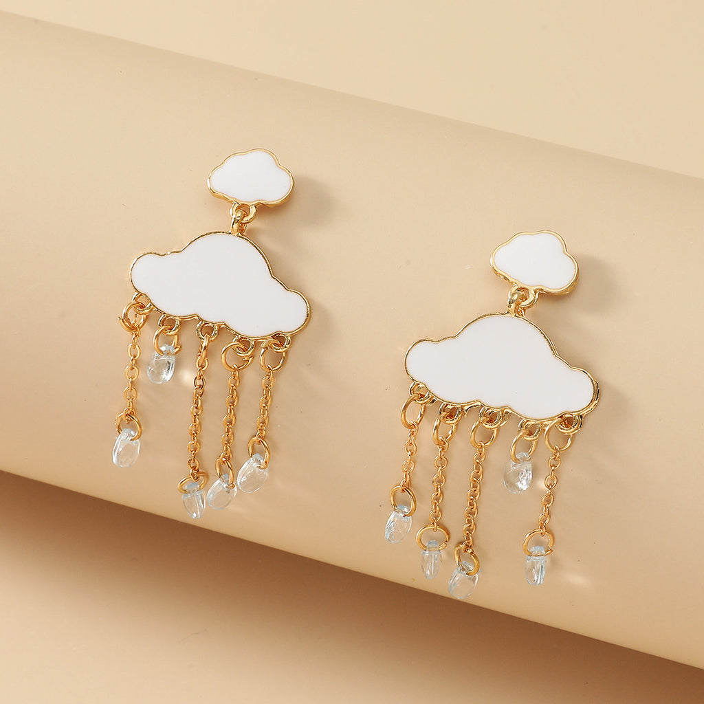 Minimalist Creative Zircon Earrings Ins Style Cute White Clouds Earrings