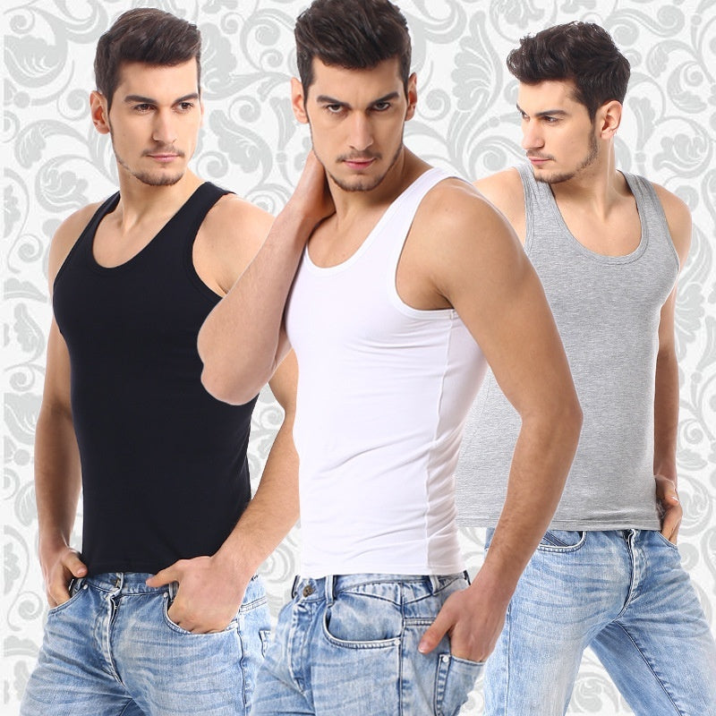 Men's Pure Color Minimal Versatile Cotton Vest