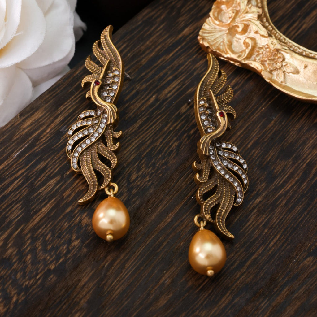 Phoenix Retro High-grade Hollow Jeweled Distressed Earrings