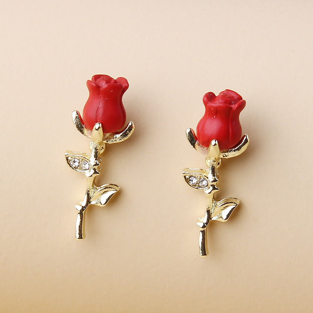 Fashion Three-dimensional Rose Earrings Personalized Flower Earrings