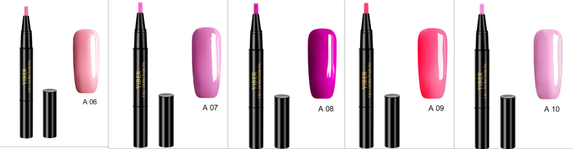 5pcs Nail Polish Pen 3 In 1 One Step Glue Pen Multicolor - EL CHEG