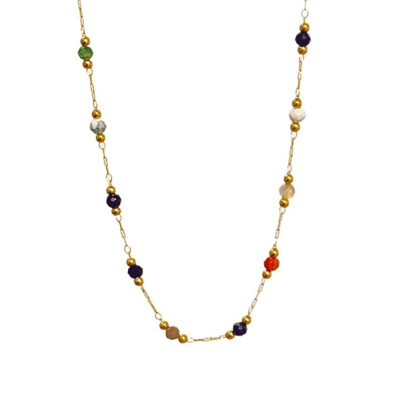 Women's Titanium Steel Retro Simple Natural Stone Necklace