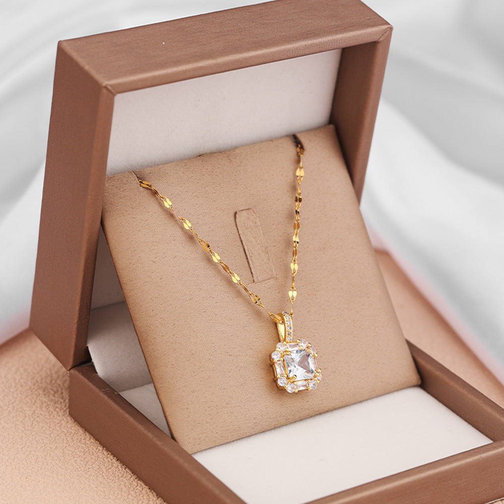 Women's Special-interest Design Inlaid Zircon Titanium Steel Clavicle Chain