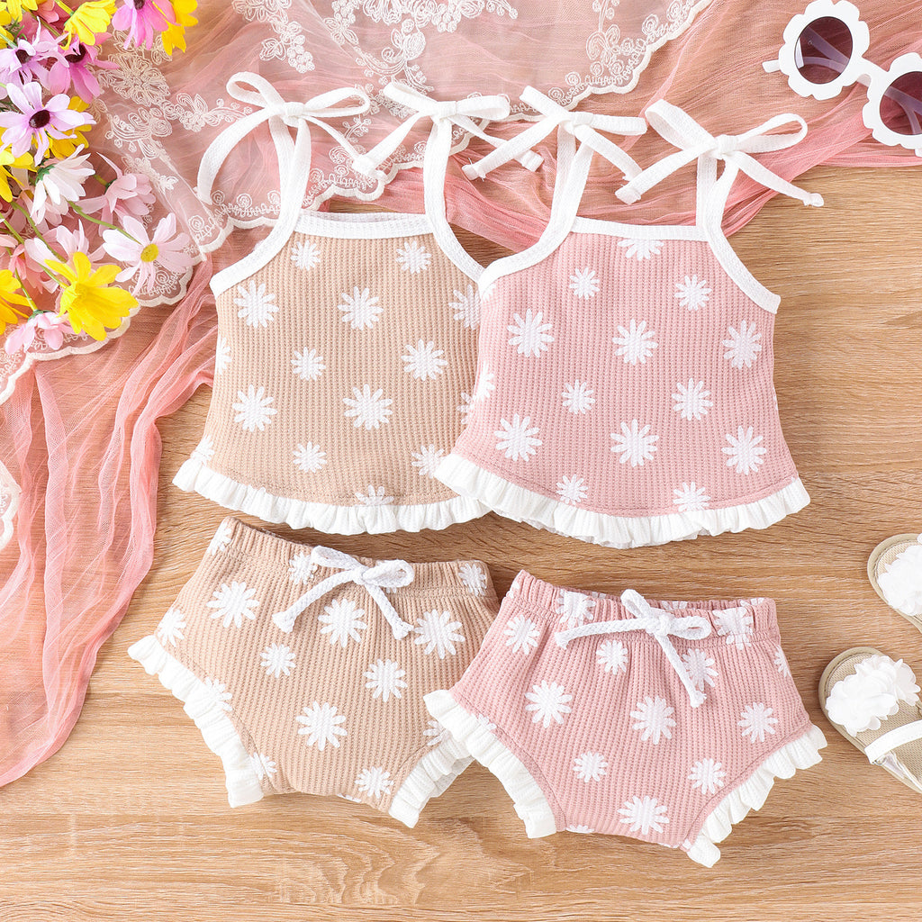 Waffle Two-piece Set Baby Triangle Shorts Suit