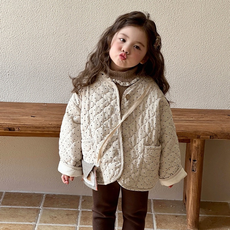 Korean Style Thickened Warm Coat Baby Girl Winter Cotton-padded Coat