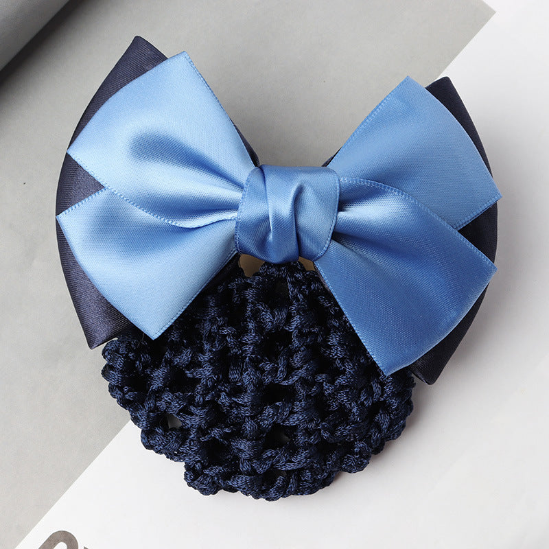 Professional Headdress Flower Bow Net Pocket Worker Work Plate Hair Clip Ornament