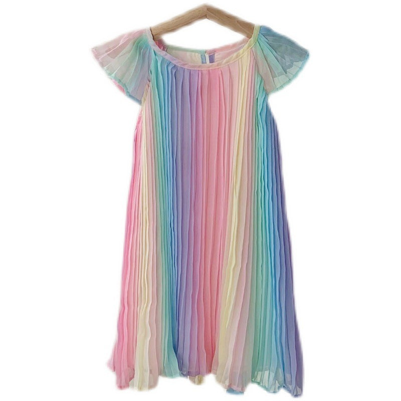 Summer Chiffon Pleated Dress Colorful Princess Skirt