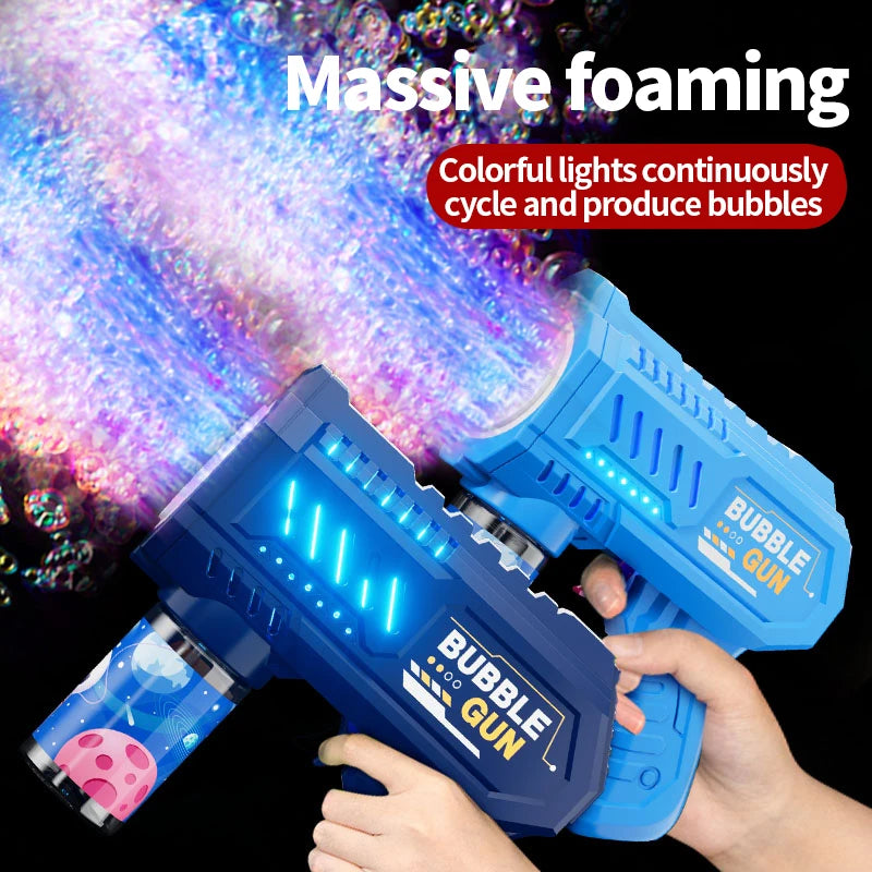 One Pack Of Children's 10 Launcher Handheld Portable Electric Automatic Bubble Gun LED Light For Boys And Girls - EL CHEG