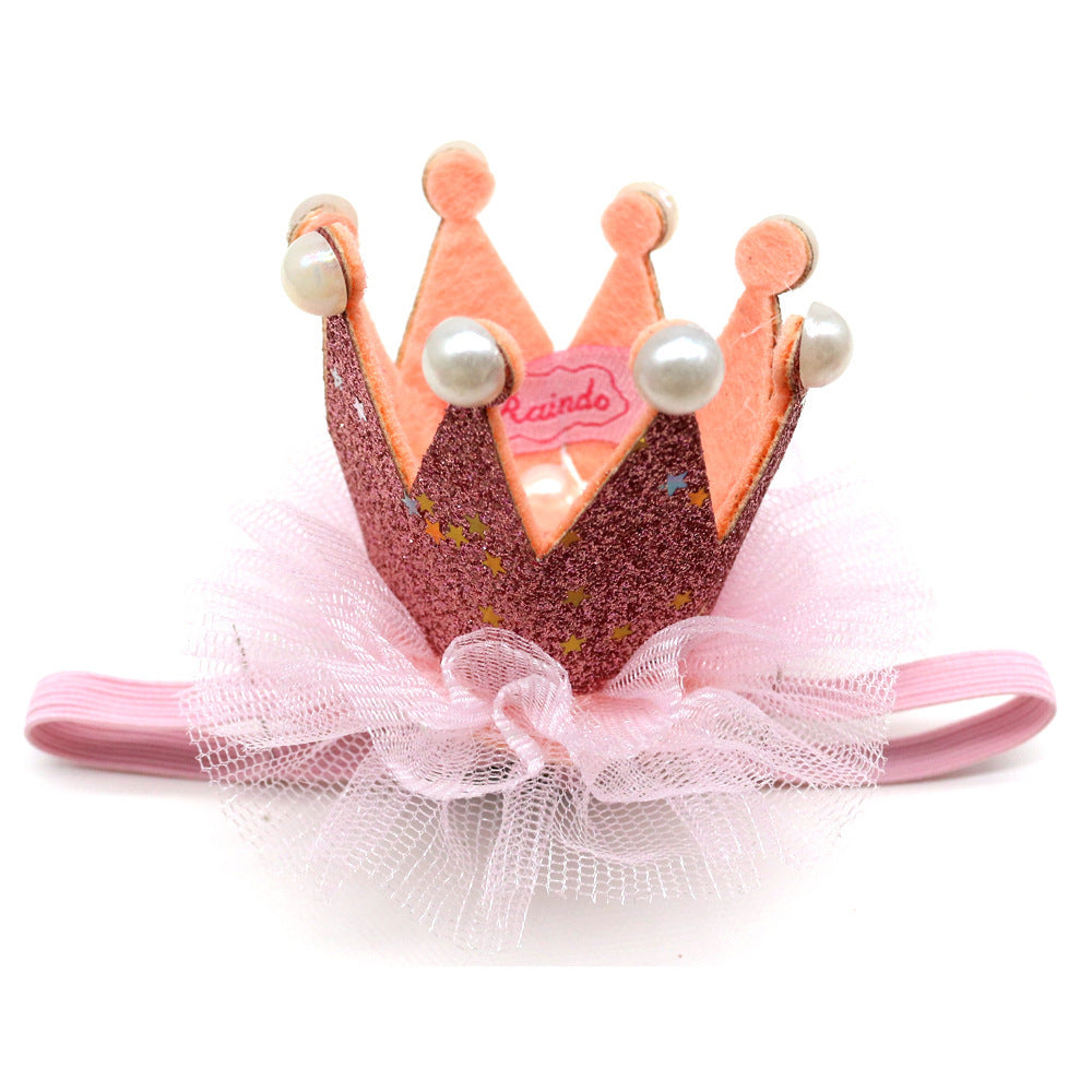 New Pet Dog Crown Hat Mesh Birthday Party