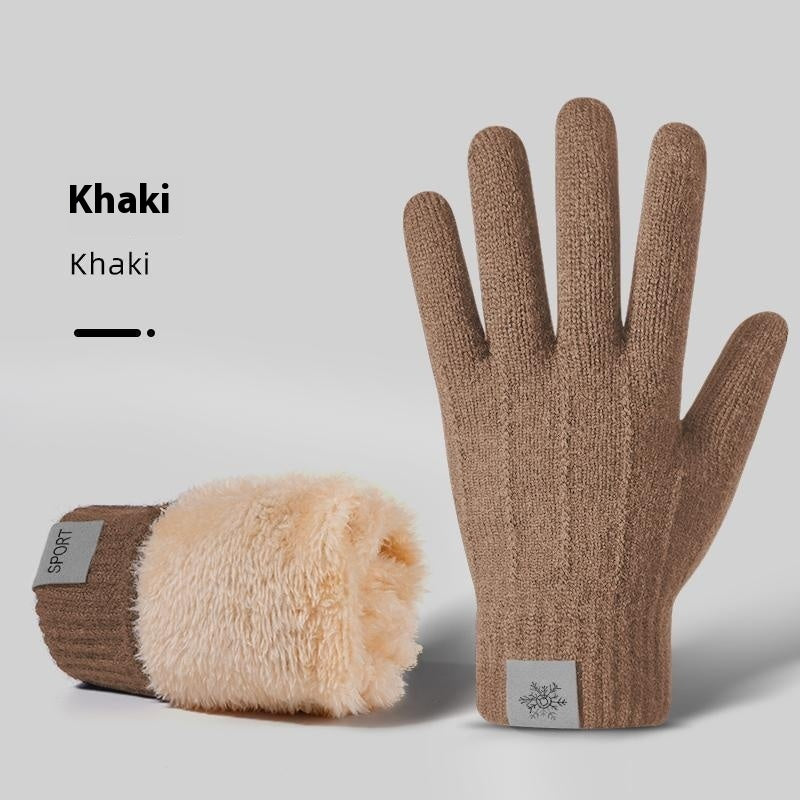 Riding Thermal And Windproof Cold Protection Fleece Thickened Knitting Gloves