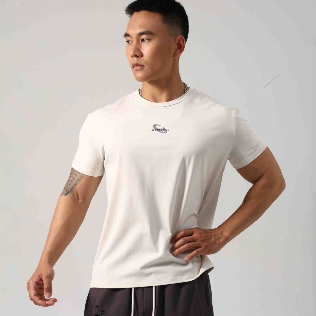 Men's Short Sleeve New Small Neckline Show Muscle Sports Fitness Short Sleeve