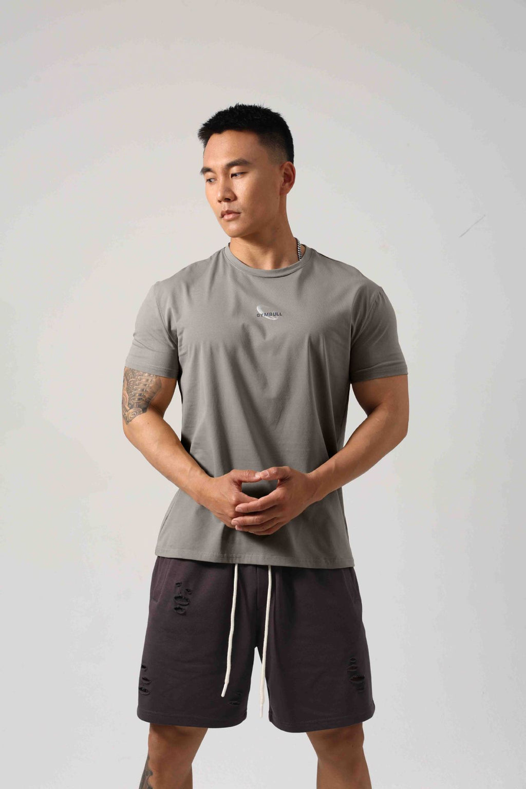 Men's Short Sleeve New Small Neckline Show Muscle Sports Fitness Short Sleeve