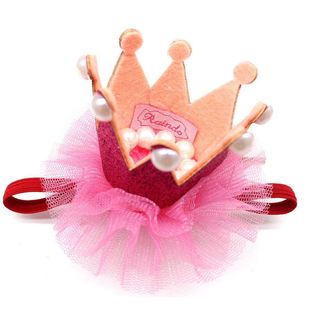 New Pet Dog Crown Hat Mesh Birthday Party