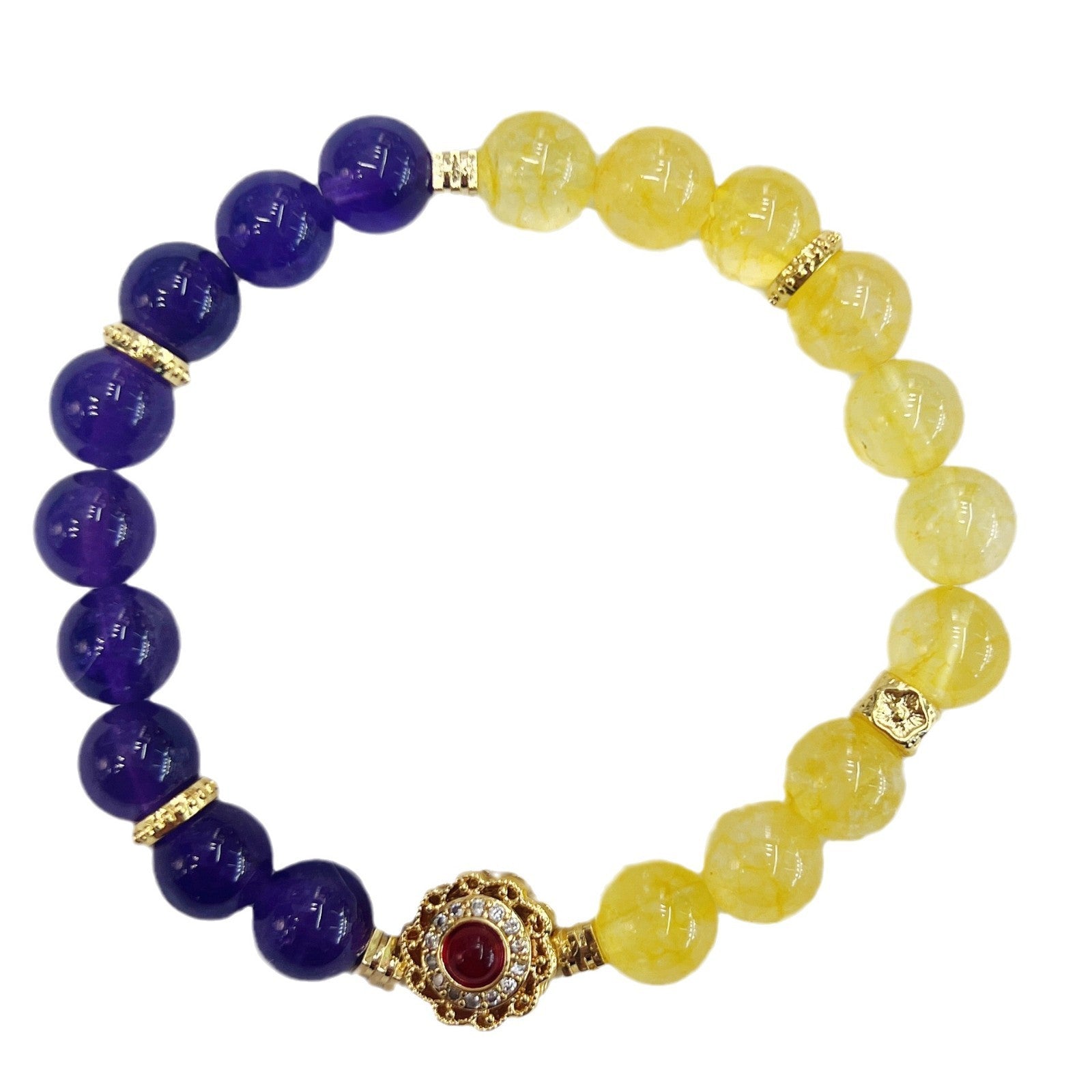 Handmade Women's Yellow Purple, Amethyst Bracelet