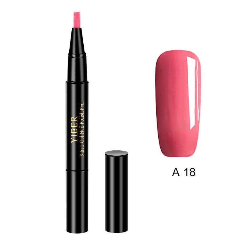 5pcs Nail Polish Pen 3 In 1 One Step Glue Pen Multicolor - EL CHEG