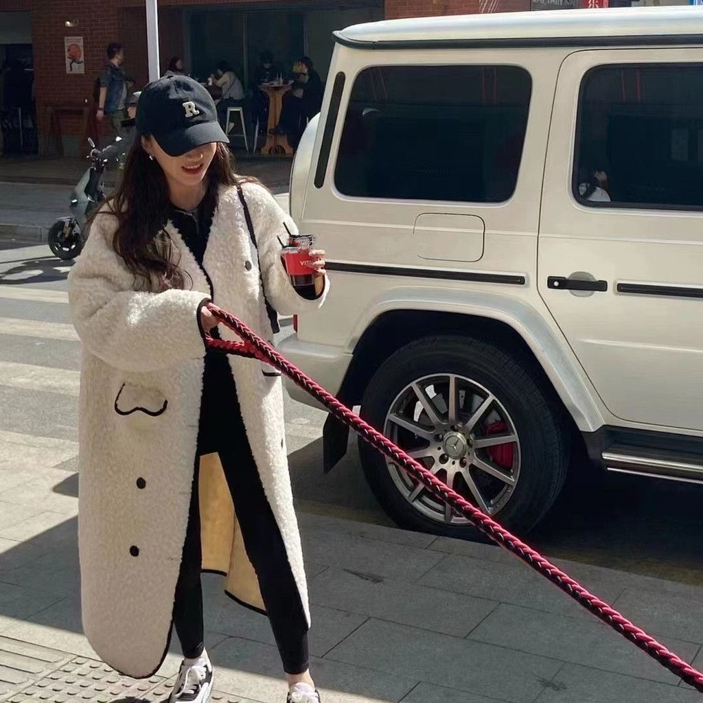 Women's Autumn And Winter New Mid-length Lamb Wool Coat