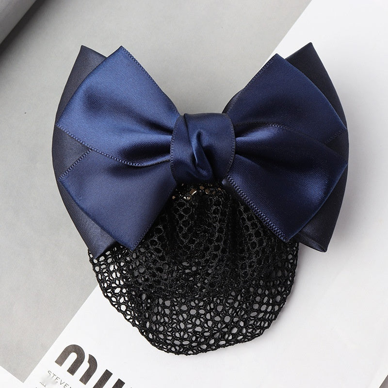 Professional Headdress Flower Bow Net Pocket Worker Work Plate Hair Clip Ornament
