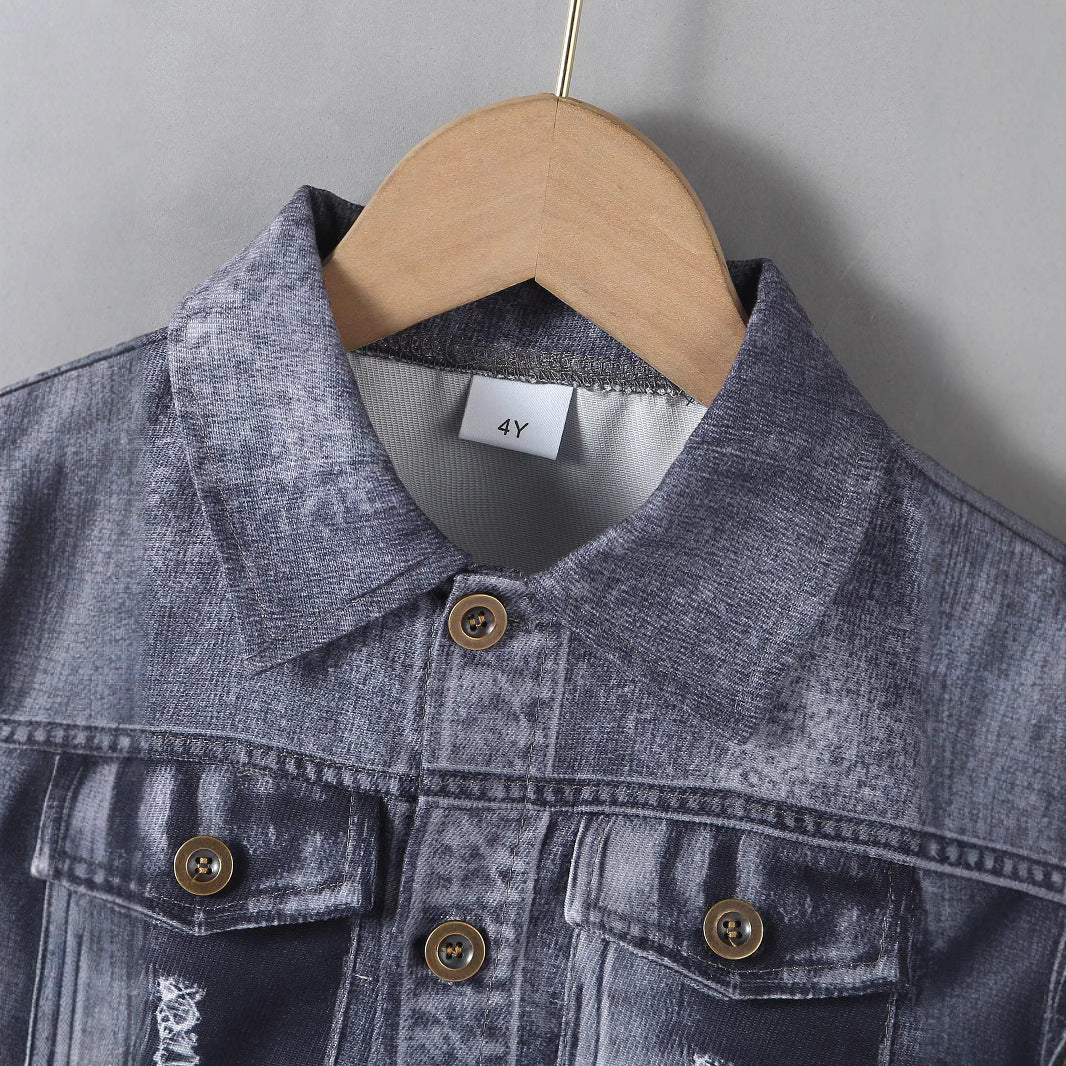 Trendy Style Broken Hole Design Shorts Suit