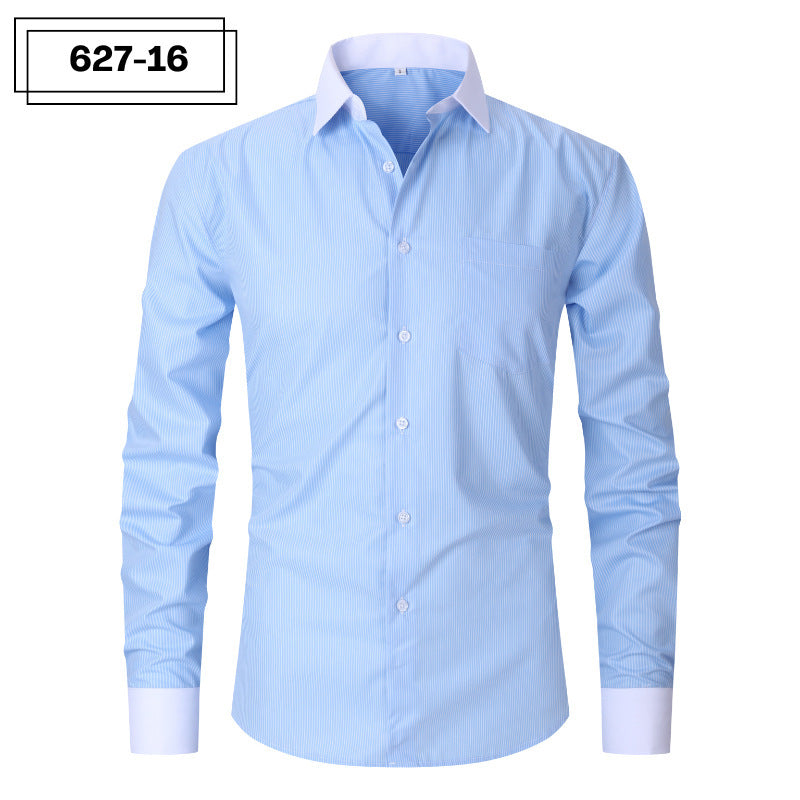 Plus Size Men's Casual American-style Long-sleeved Striped Shirt