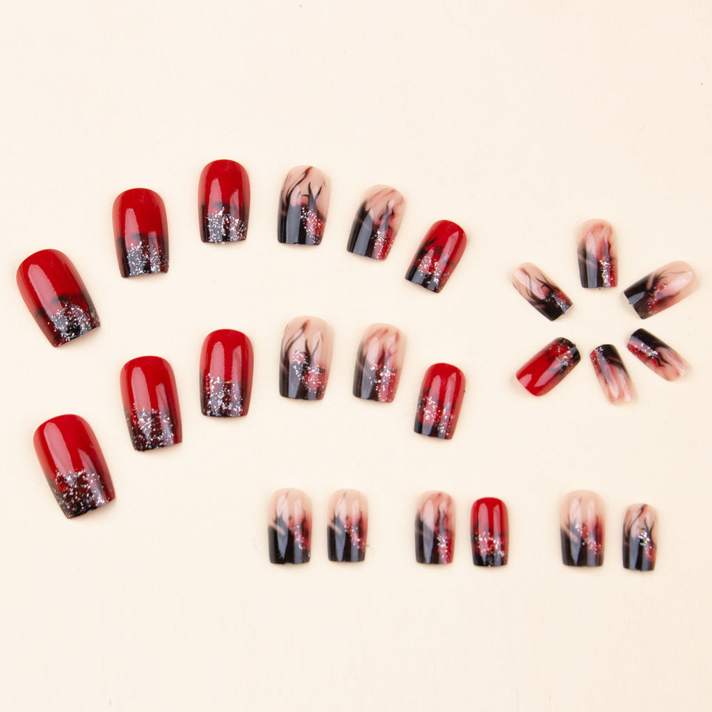 Colorful Flame Fire Pattern Fake Nail Patch - EL CHEG