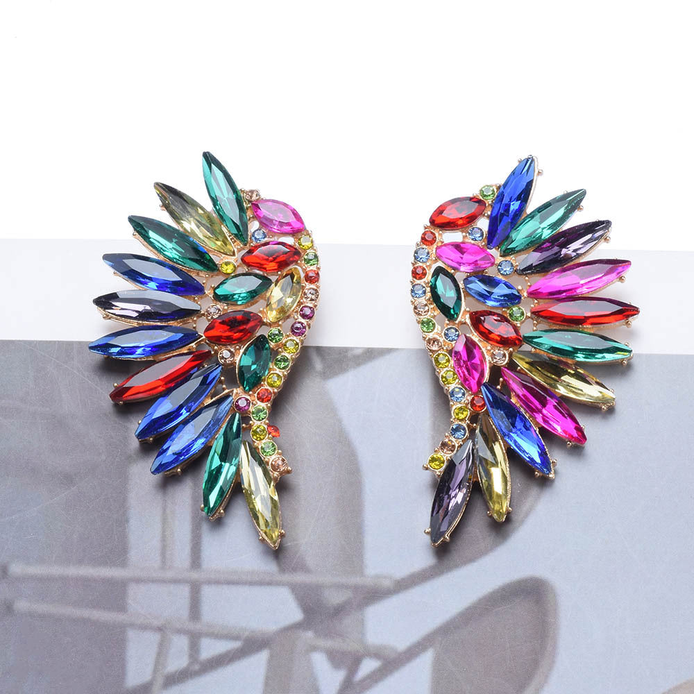 Women's European And American Exaggerated Diamond Long Flower Earrings