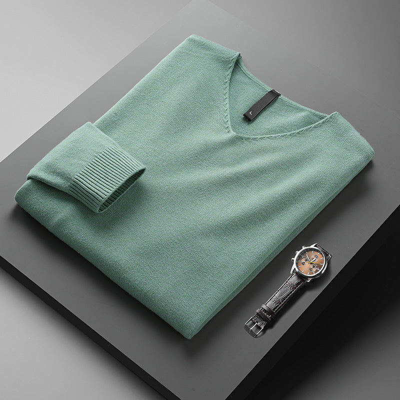 Men's Solid Color And V-neck Sweater Men's Autumn And Winter