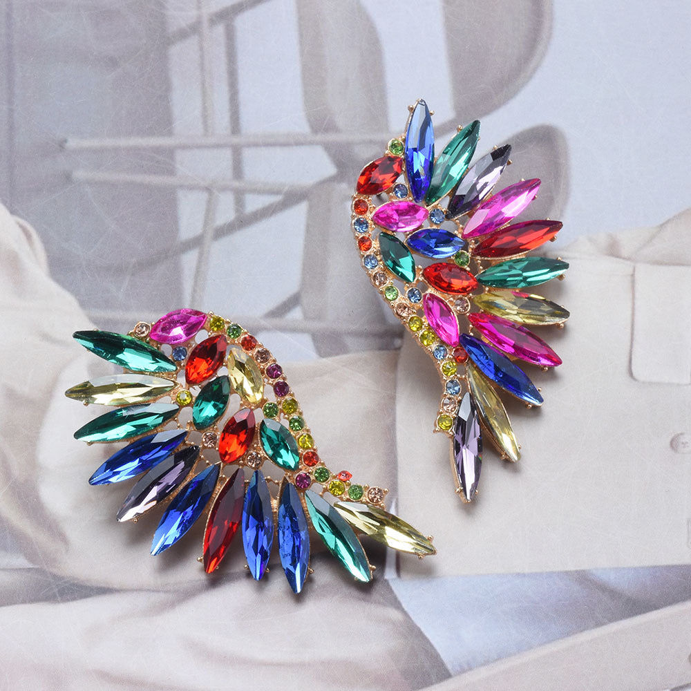 Women's European And American Exaggerated Diamond Long Flower Earrings