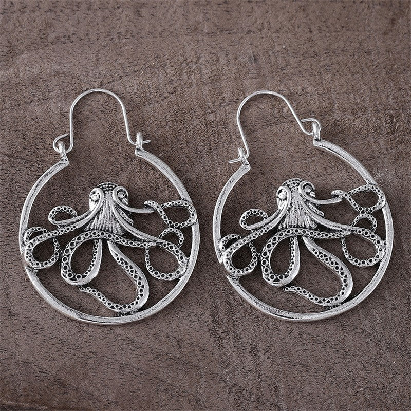 Vintage Alloy Octopus Earrings Simple Personality