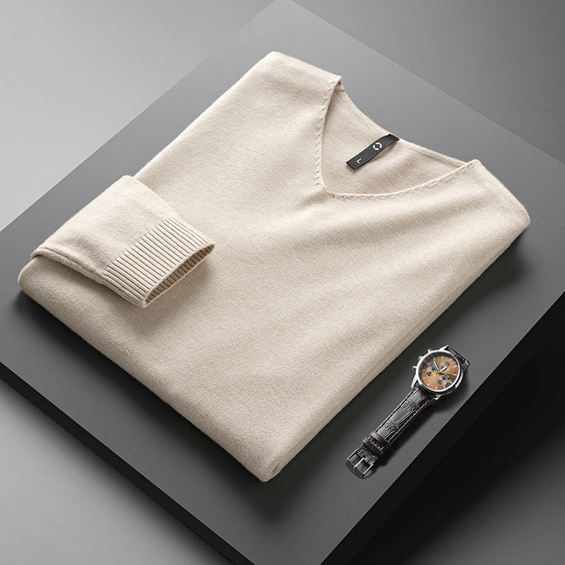 Men's Solid Color And V-neck Sweater Men's Autumn And Winter